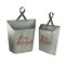 Melrose Set of 2 Gray and Red Home for the Holidays Weathered Christmas Wall Buckets 18"